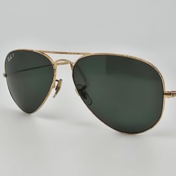 Ray-Ban RB3025 001/58 Arista Gold Frame Polarized G-15 Lens Aviator Sunglasses - Picture 3 of 16
